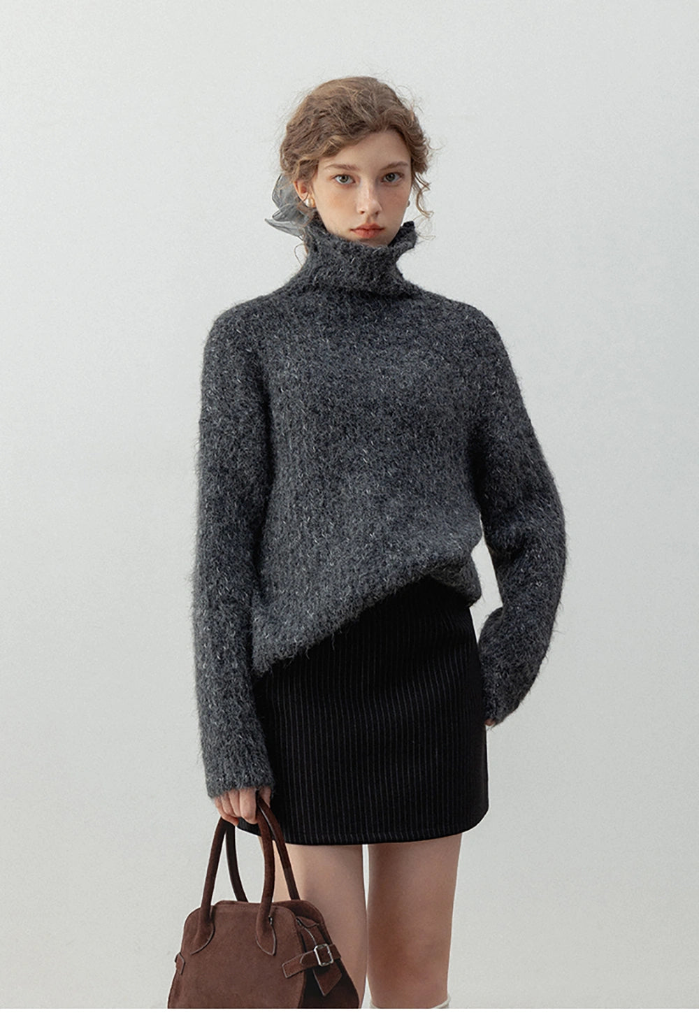 Women's Speckled Knit Turtleneck Sweater