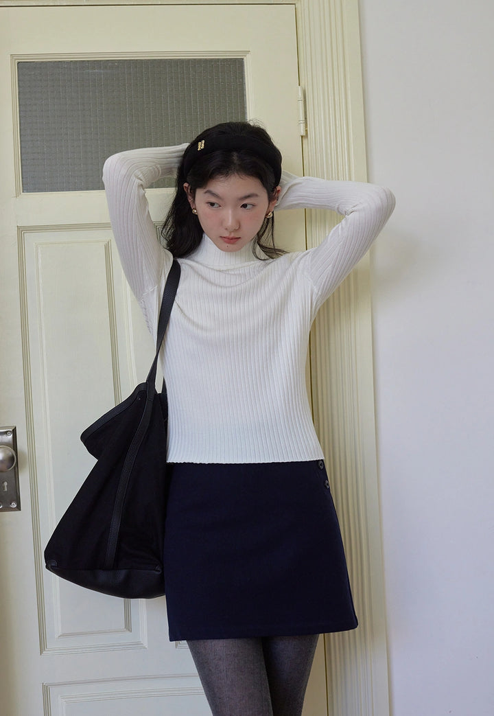 Woolen-A-Line Mini Skirt