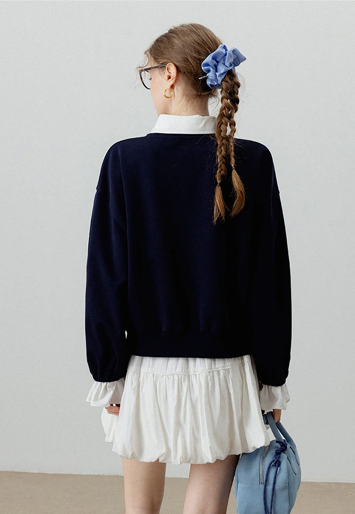 Sweatshirt with Ruffled Cuffs