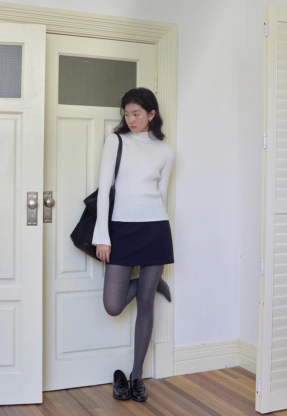 Woolen-A-Line Mini Skirt