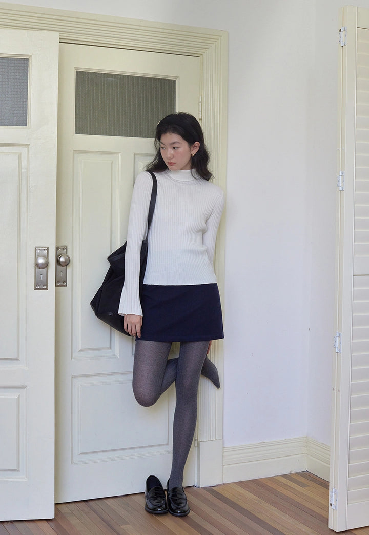 Woolen-A-Line Mini Skirt