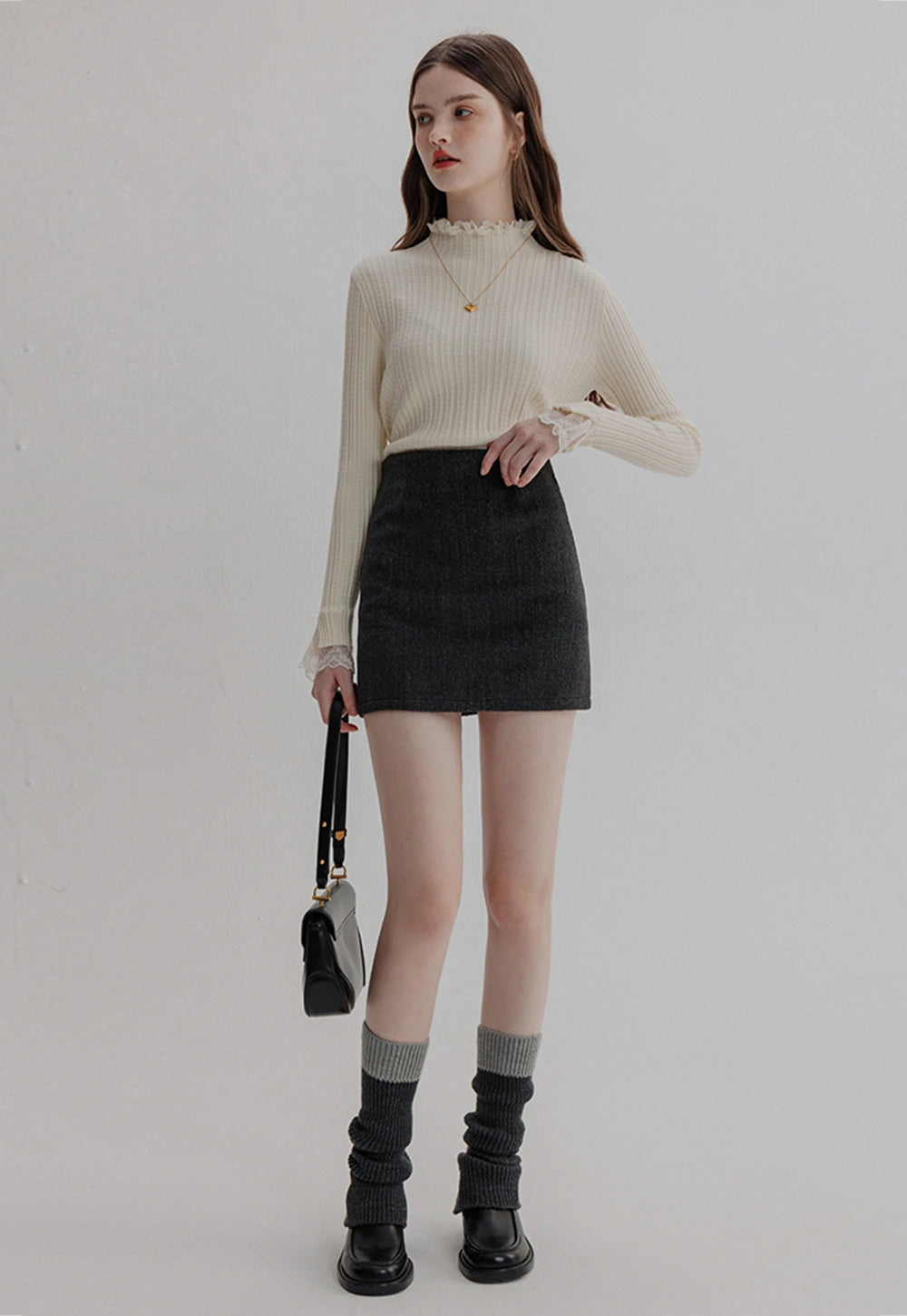 Stylish Woolen Mini Skirt for Women - Soft A-Line Skirt for Winter Elegance