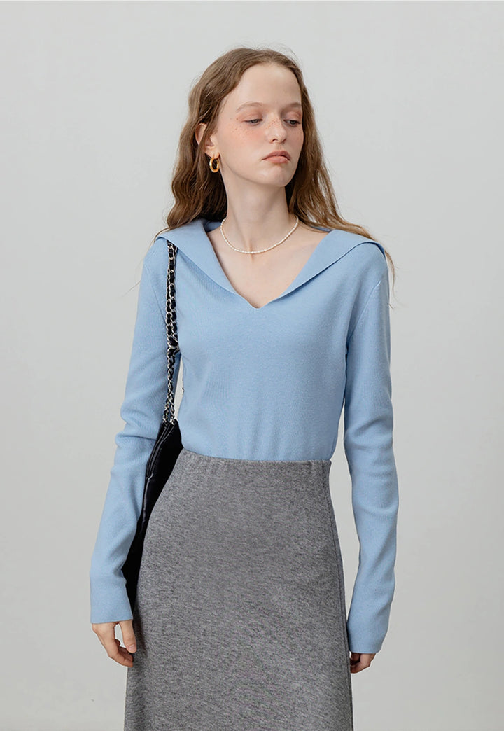 Women's Collared Long Sleeve Knit Top