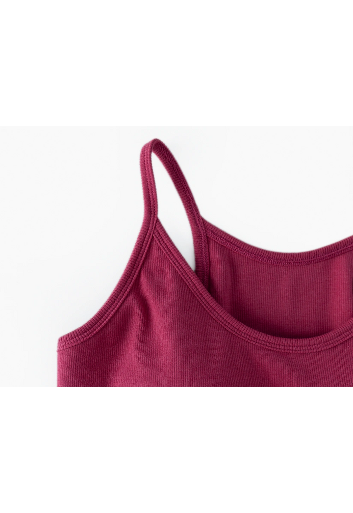 Grundlegendes rosafarbenes geripptes Camisole-Top für Damen