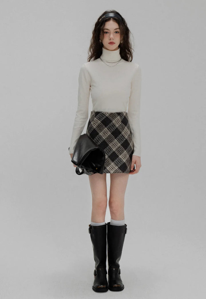 Women's Textured Checkered Mini Skirt