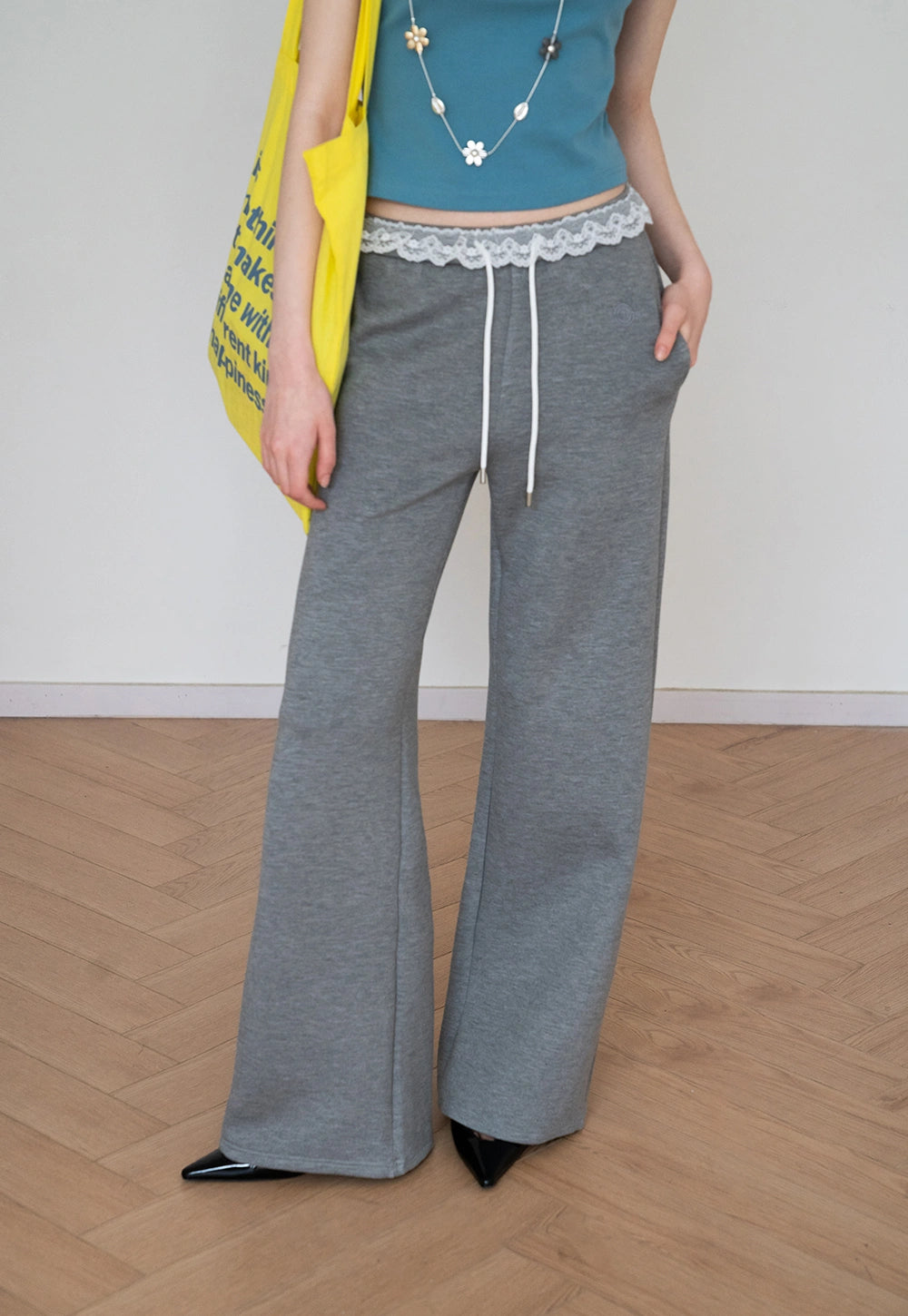 Women's Lace-Trim Wide-Leg Sweatpants