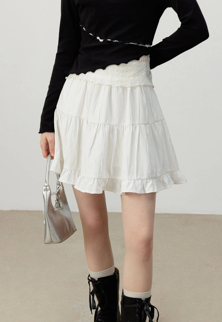 Women's Tiered Ruffle Mini Skirt – High-Waisted Flowy Skirt