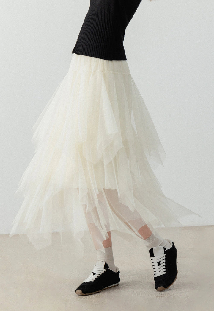 Women's Layered Tulle Midi Skirt