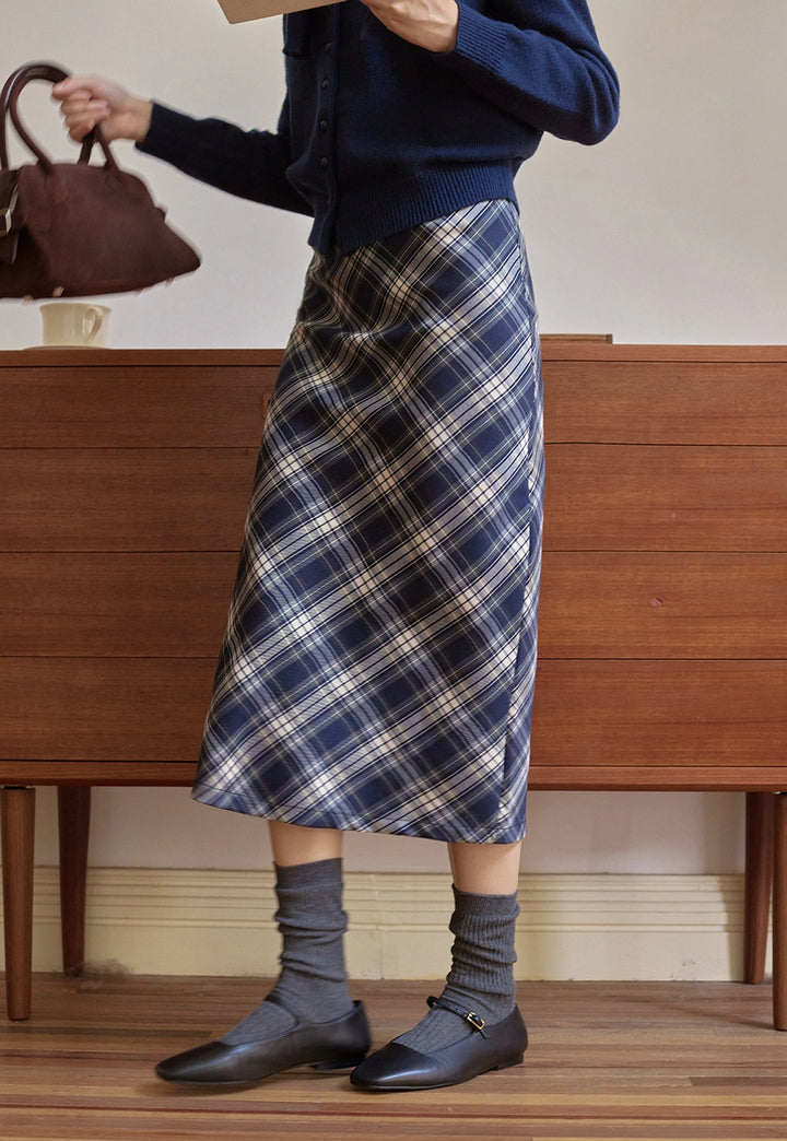 Women's Checkered Midi Skirt