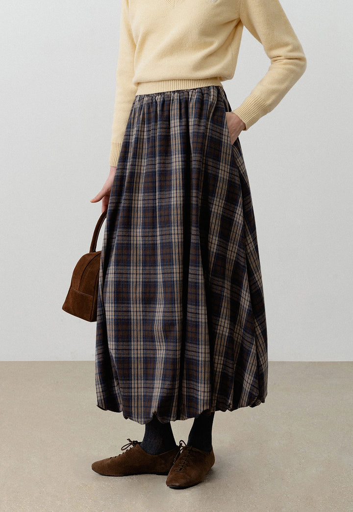 Women's Plaid A-Line Midi Skirt