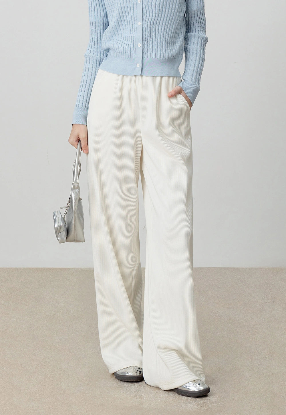 Wide-leg pleated Casual Pants