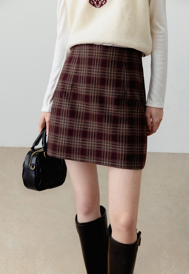 Plaid High-Waist Mini Skirt