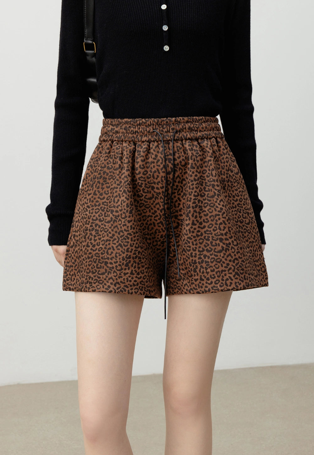 Leopard Print Drawstring Shorts