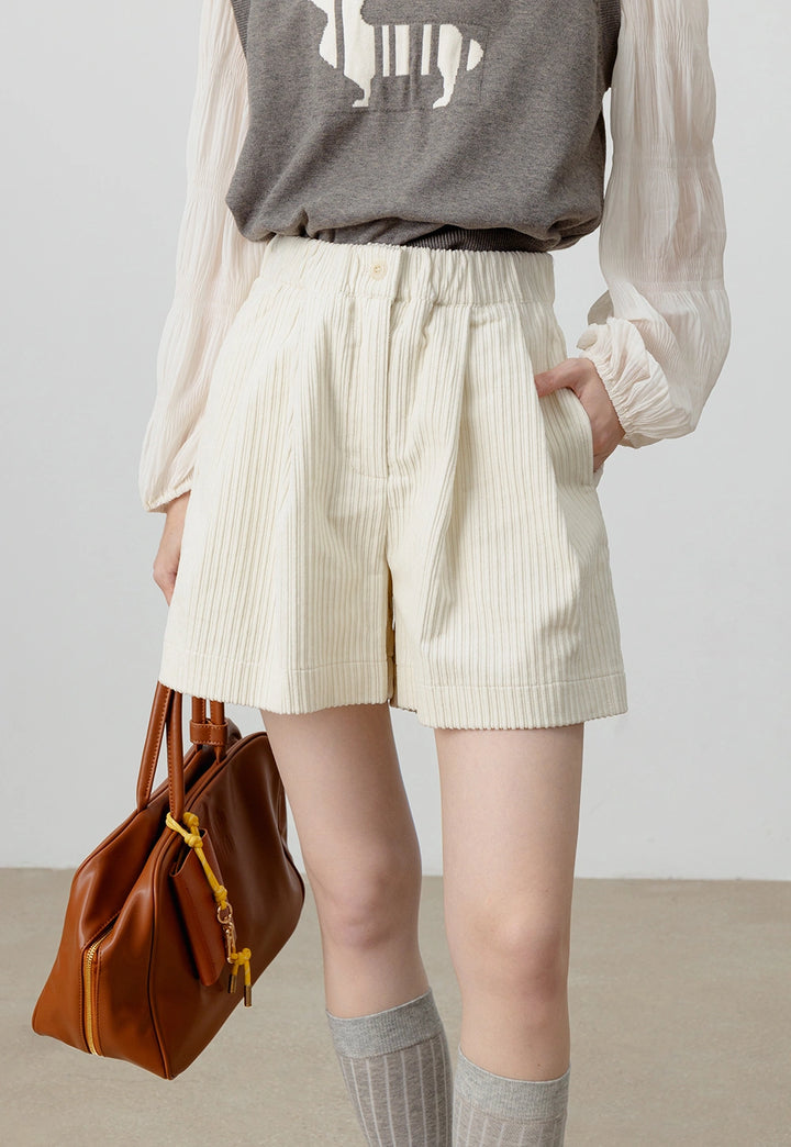 Pleated High-Waist Shorts