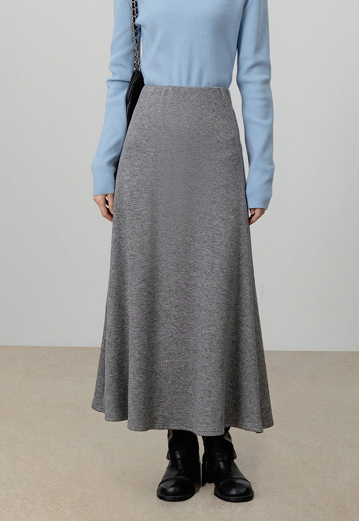 Gray Knit Midi Skirt