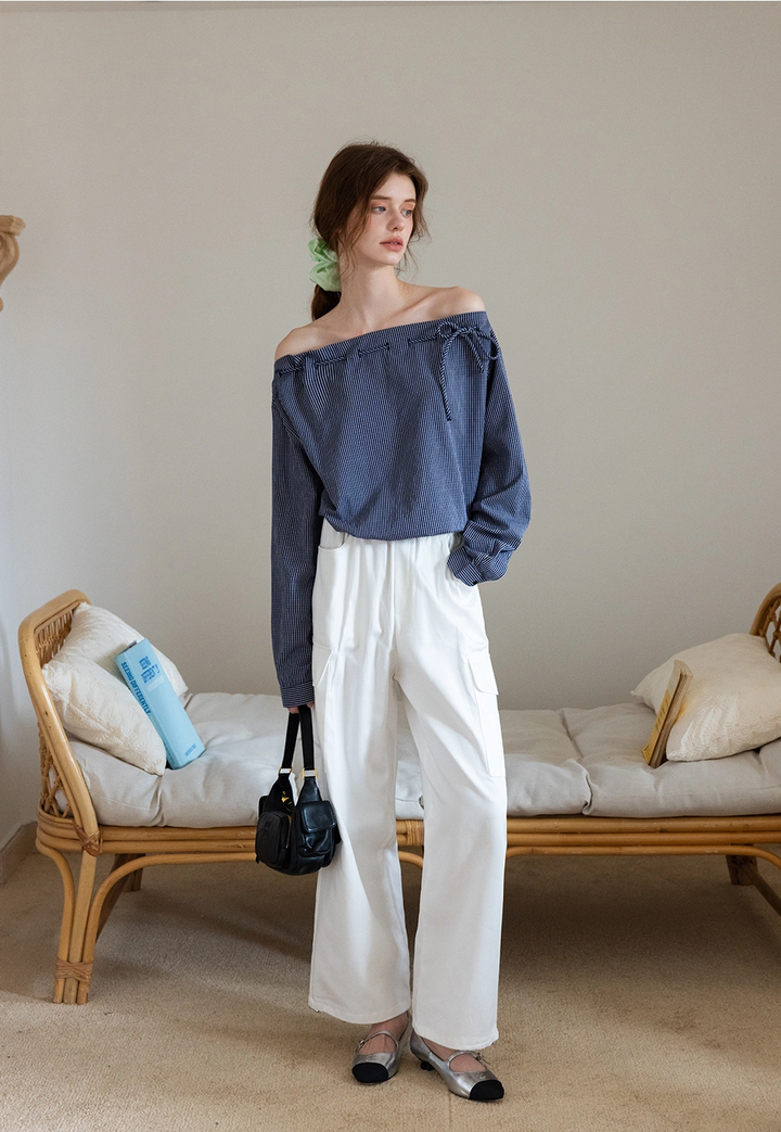 Wide-Leg Cargo Pants with Elastic Waist