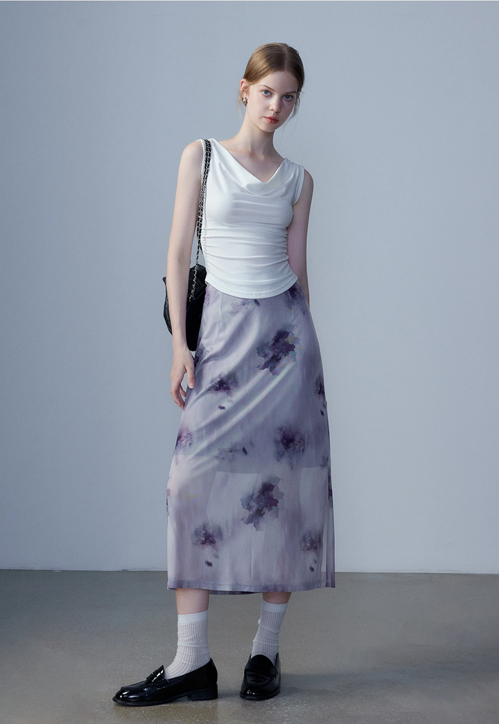 Women's Floral Print Midi Skirt