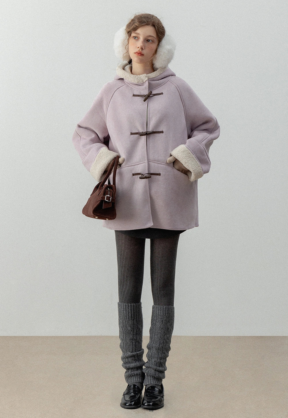 Women's Faux Suede Duffle Coat