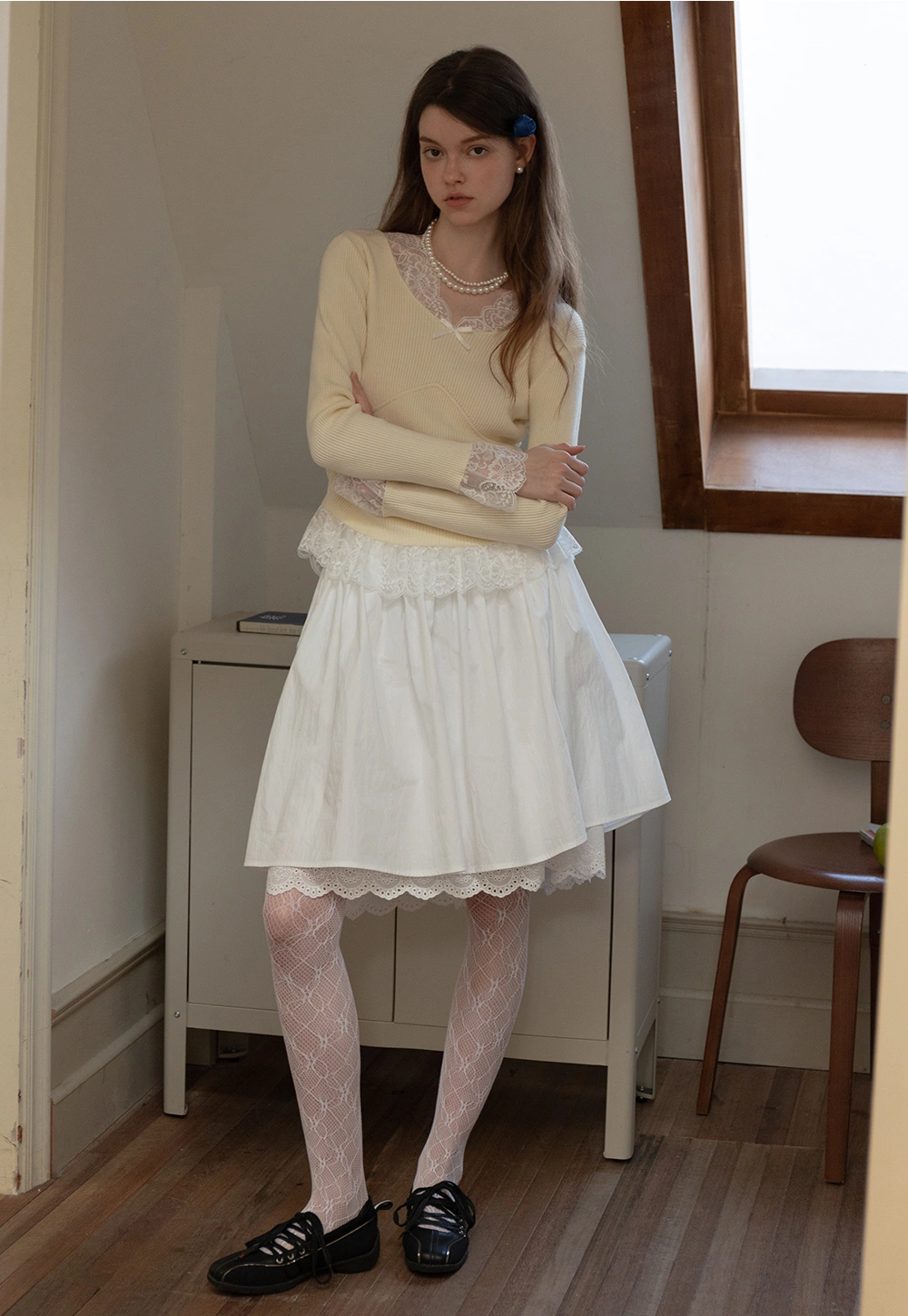 Women’s Layered Eyelet Hem Skirt