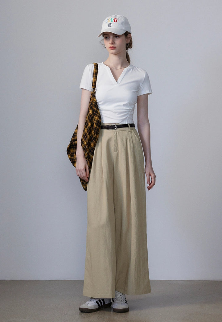 Women's Pleated Wide-Leg Trousers