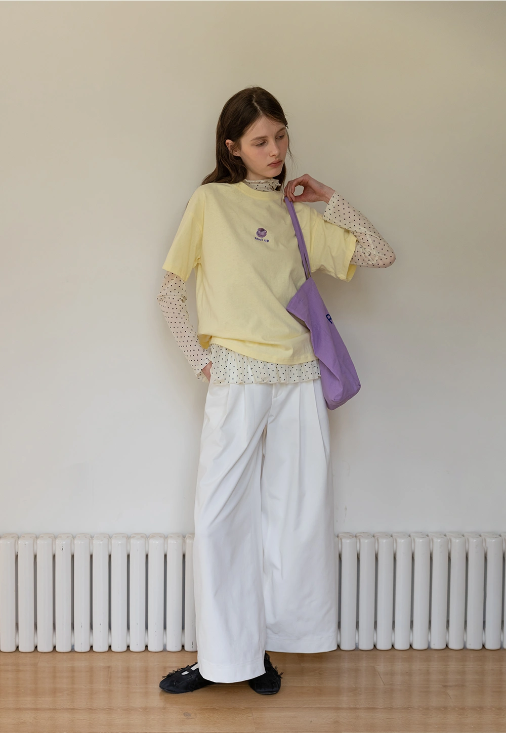 Women's White Wide-Leg Pleated Trousers