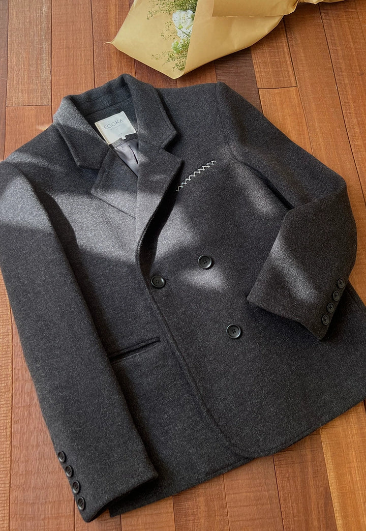 Charcoal Double-Breasted Blazer