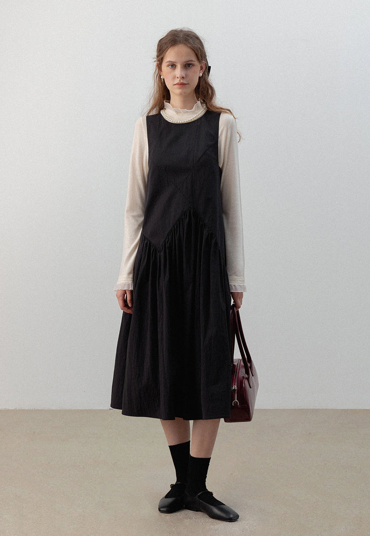 Black Midi Dress With A Layered