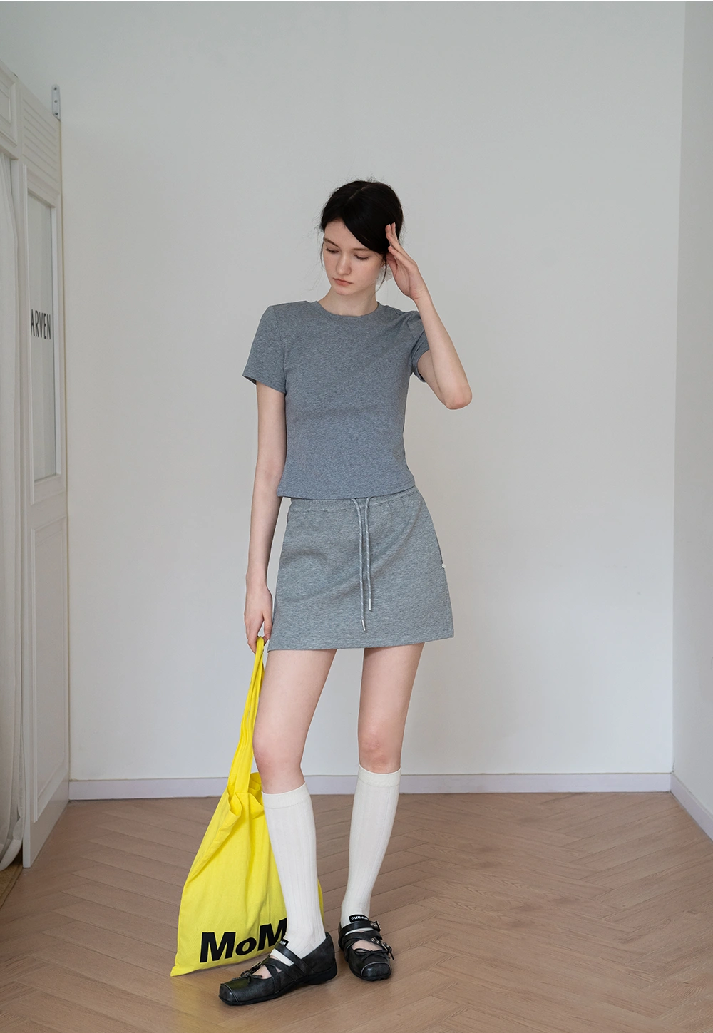 Casual Drawstring Sweat Skirt