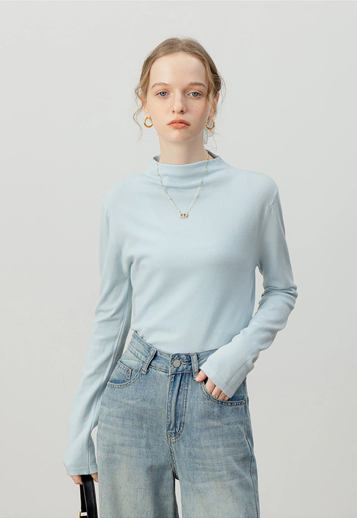 Long-Sleeve Mock Neck Top