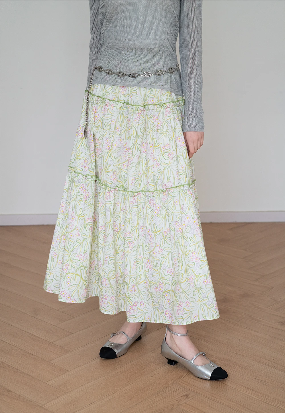 Women's Floral Tiered Maxi Skirt