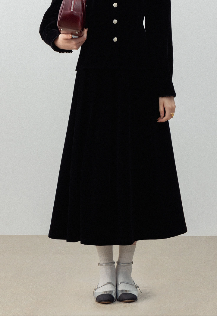 Women's Velvet Midi Skirt