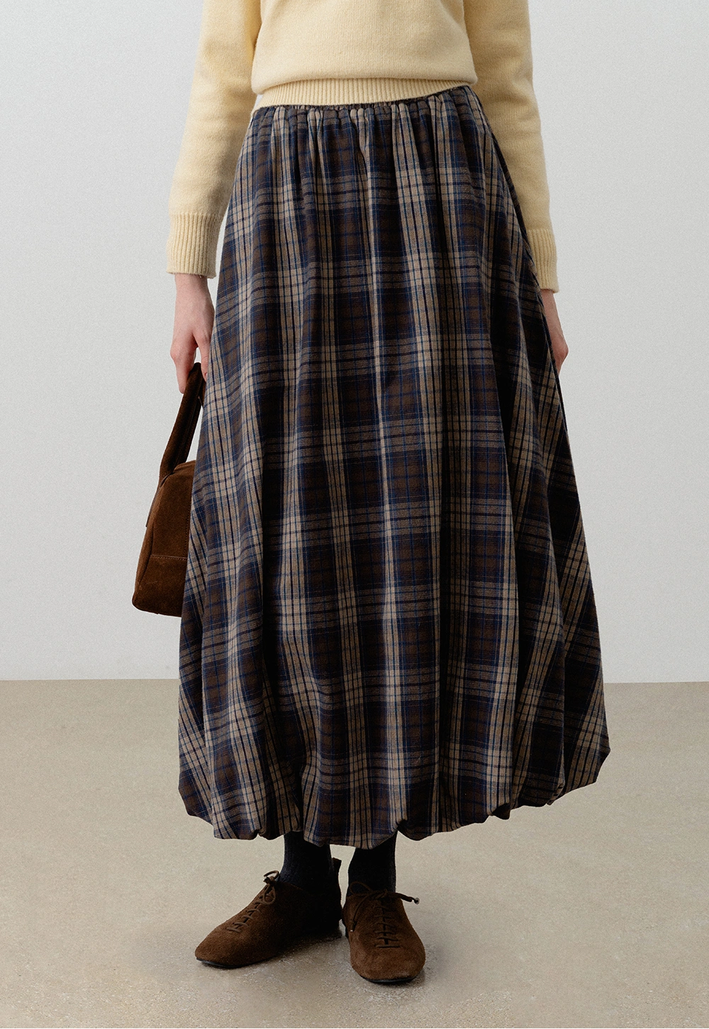 Women's Plaid A-Line Midi Skirt