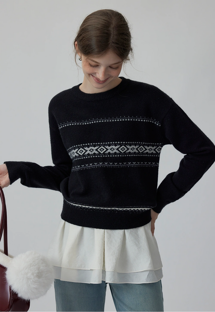 Women's Black Fair Isle Knit Sweater