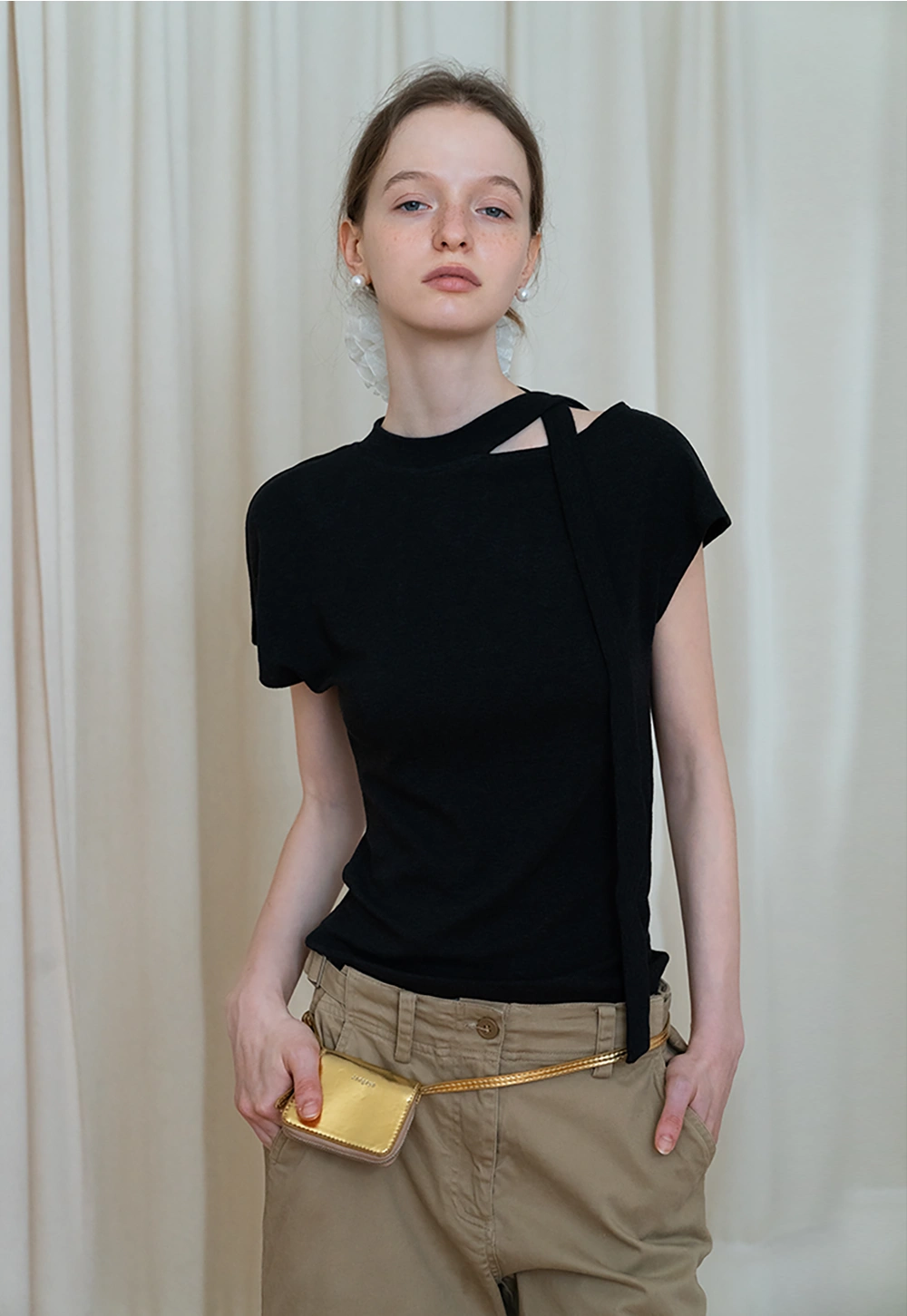 Asymmetric Tie-Shoulder Tee