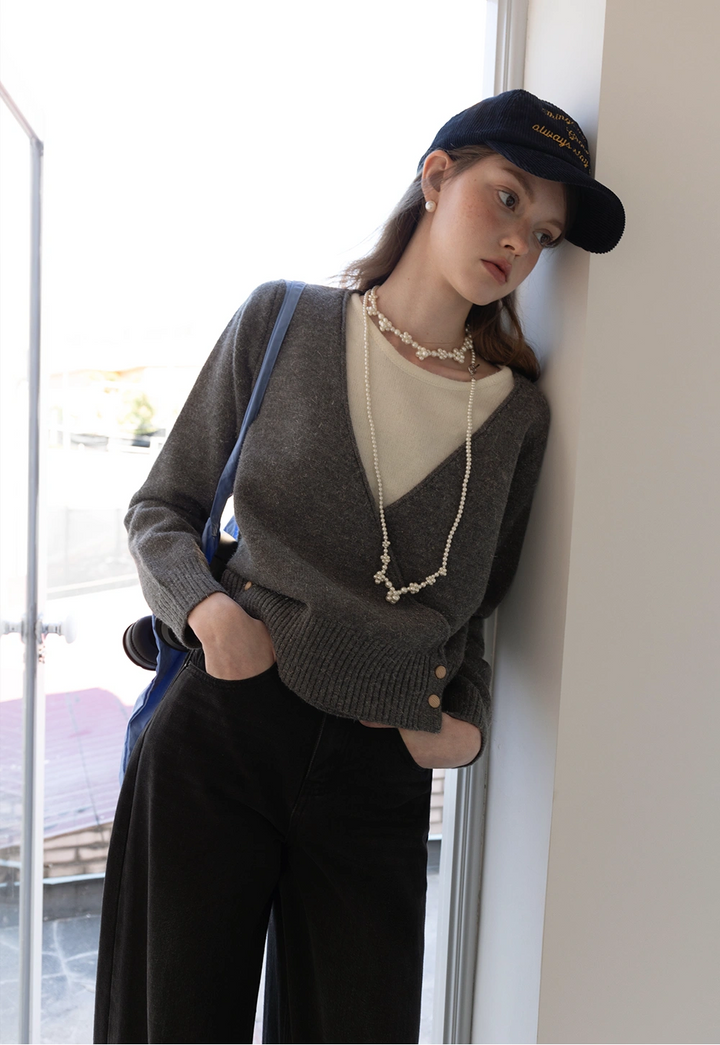 Women's Wrap-Front Knit Sweater