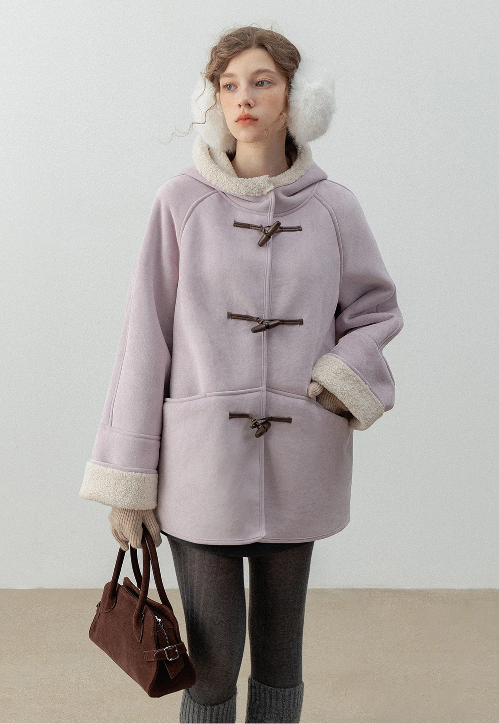 Women's Faux Suede Duffle Coat