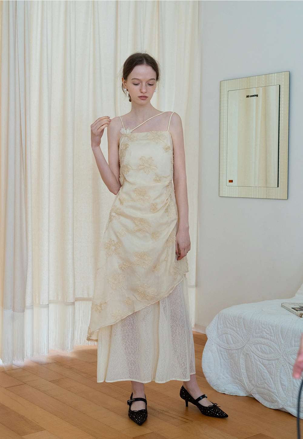 Embroidered Asymmetrical Layered Tulle Dress