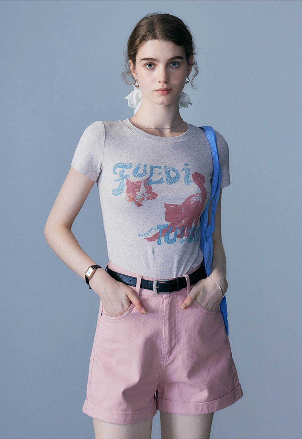 Women's Graphic Cat Print T-Shirt