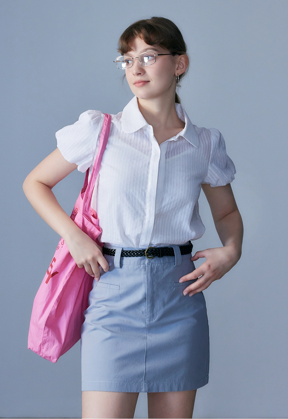 Chemisier boutonné à manches bouffantes pour femmes