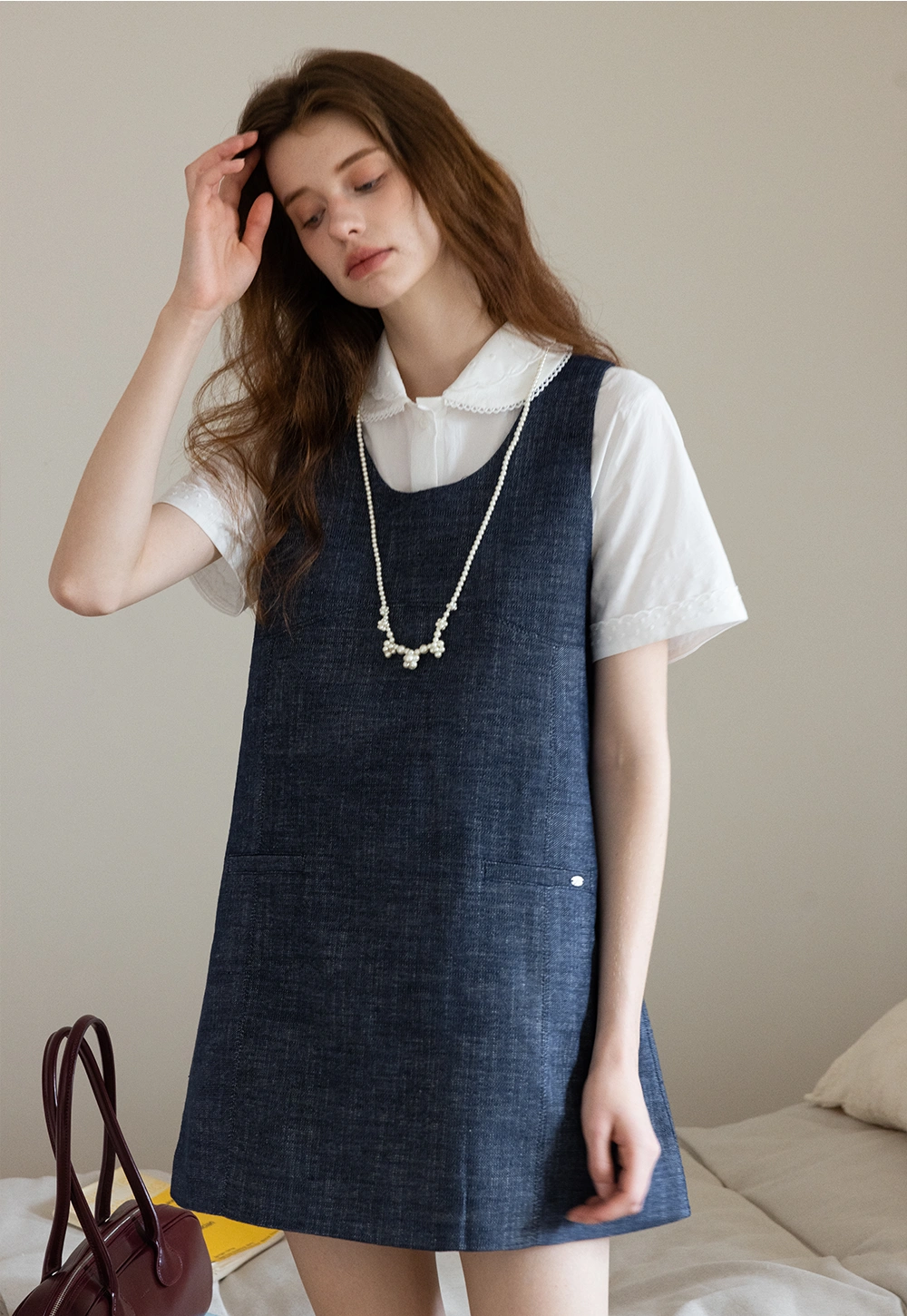 Minimalist Denim Sleeveless Dress with Pockets