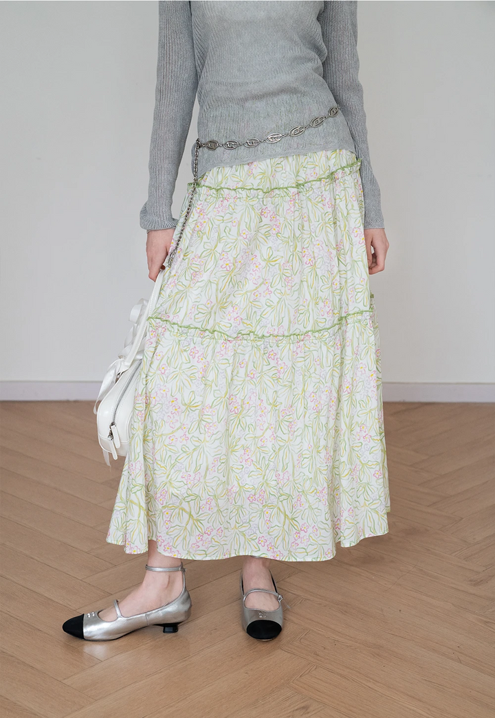 Women's Floral Tiered Maxi Skirt