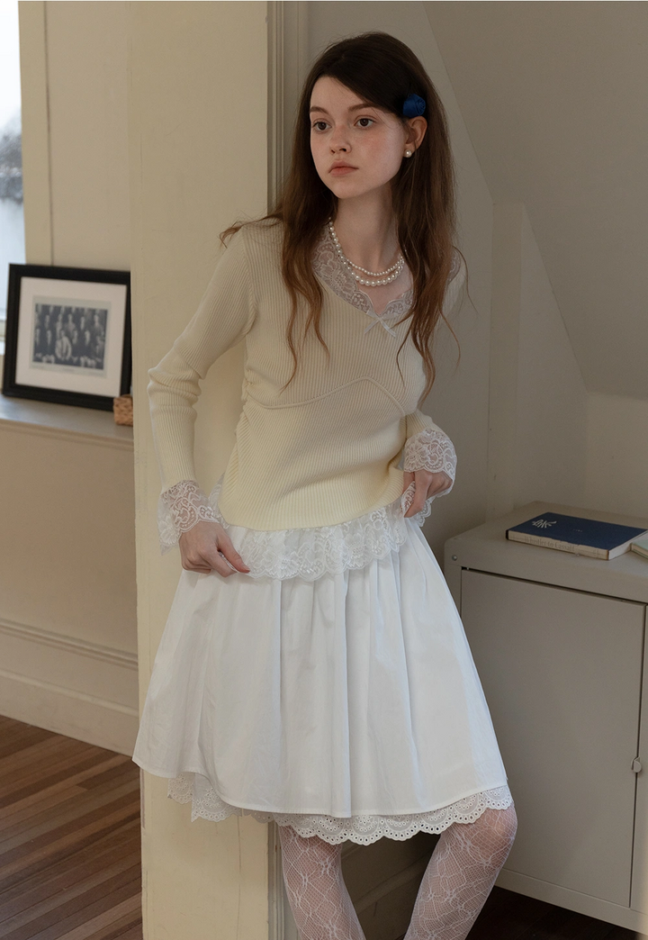 Women’s Layered Eyelet Hem Skirt