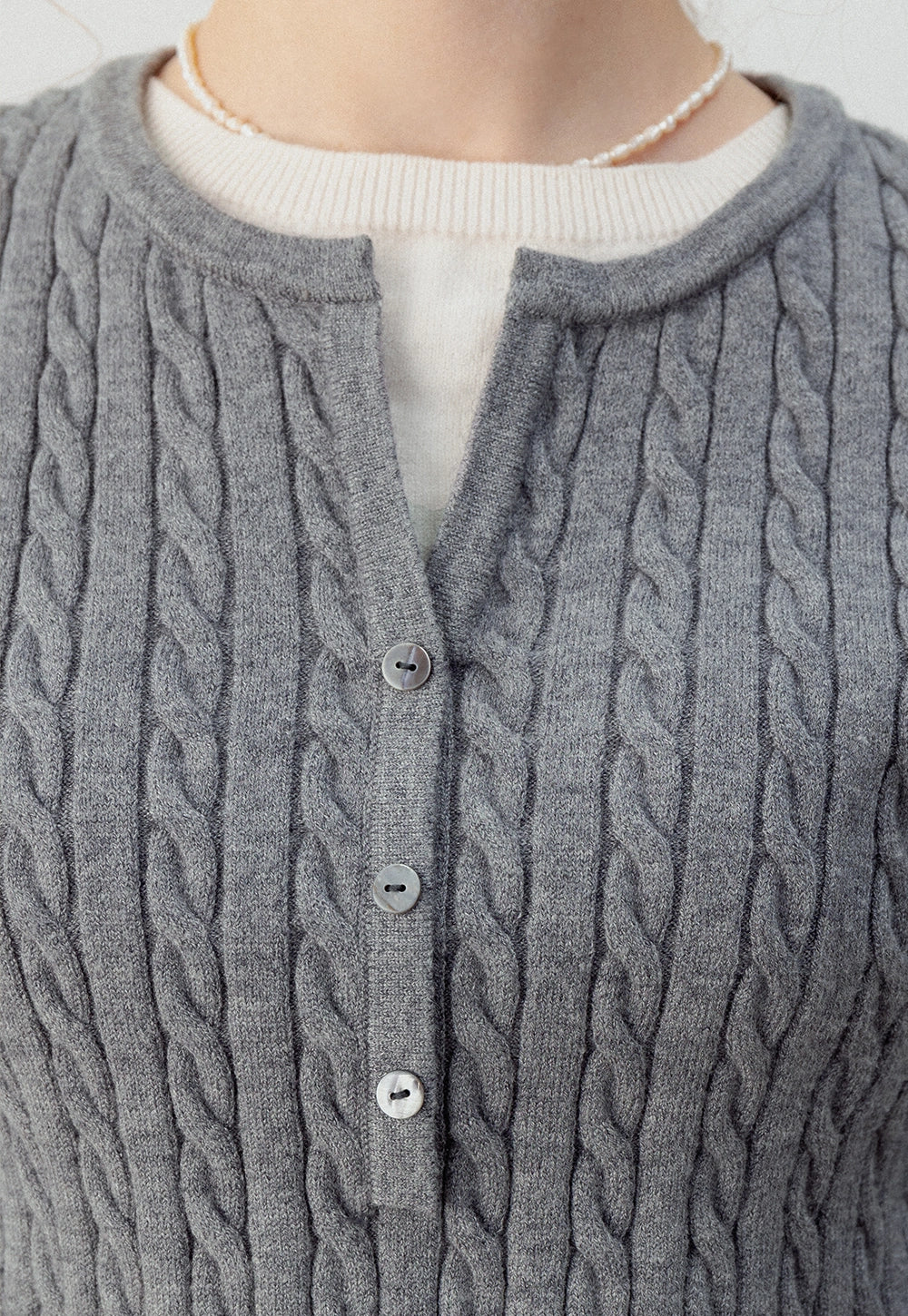 Women's Classic Cable Knit Henley Sweater