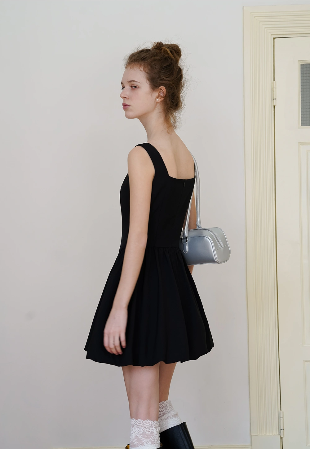 Black Square Neck Mini Dress