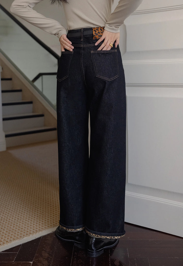 Wide-Leg High-Waisted Denim Pants