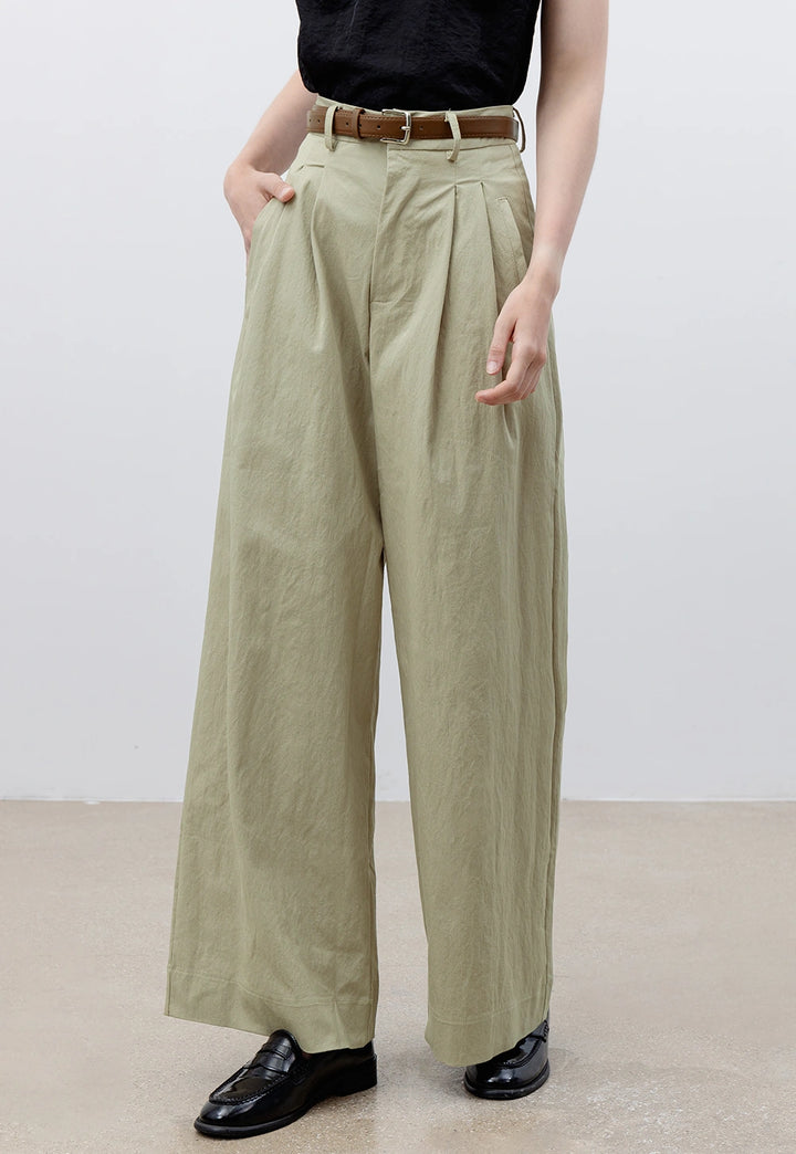 Women's High-Waist Wide-Leg Pants with Belt