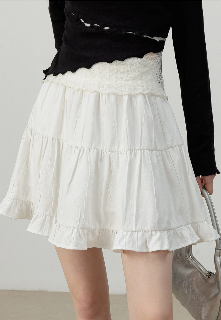 Women's Tiered Ruffle Mini Skirt – High-Waisted Flowy Skirt