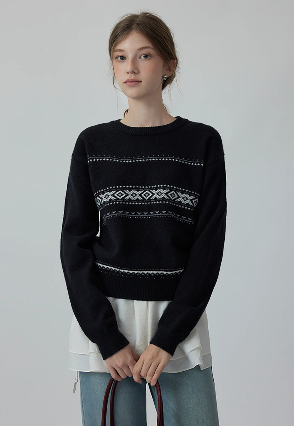 Women's Black Fair Isle Knit Sweater