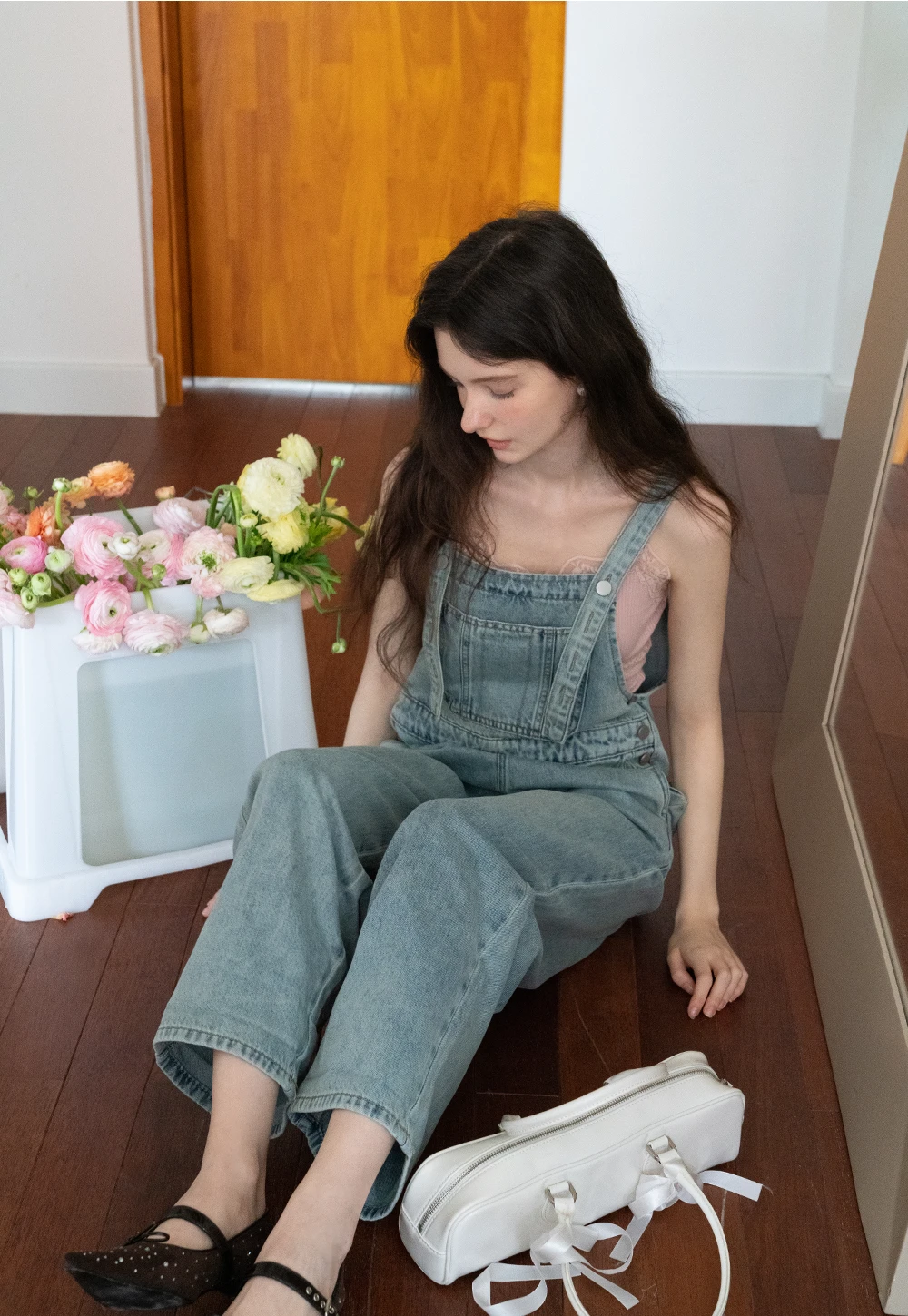 Straight-Leg Loose Fit Denim Overalls