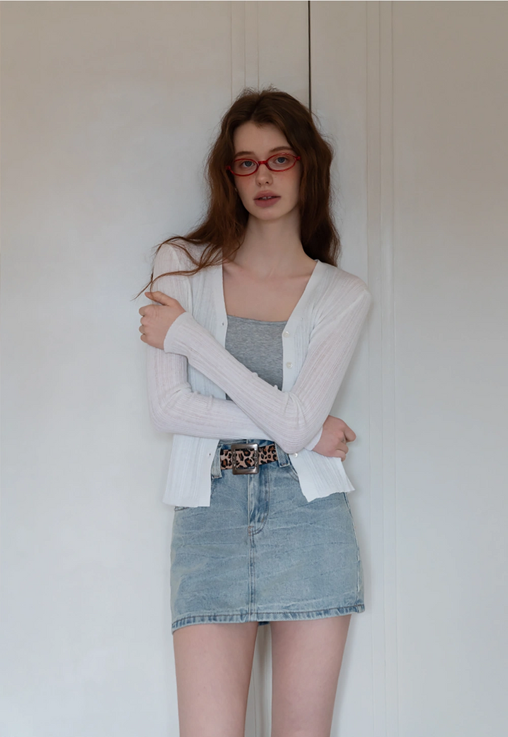 Women's Light Wash Denim Skirt Belt